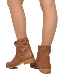Women's Perforated Ankle Boots in Leather Made in Italy Leather