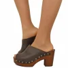 Zoccolo Donna color Caffè Pelle Ingrassata Suola Imbottita Morbida