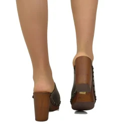 Zoccolo Donna color Caffè Pelle Ingrassata Suola Imbottita Morbida