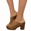 Zoccolo Donna in Pelle Ingrassata in color Camel Made in Italy