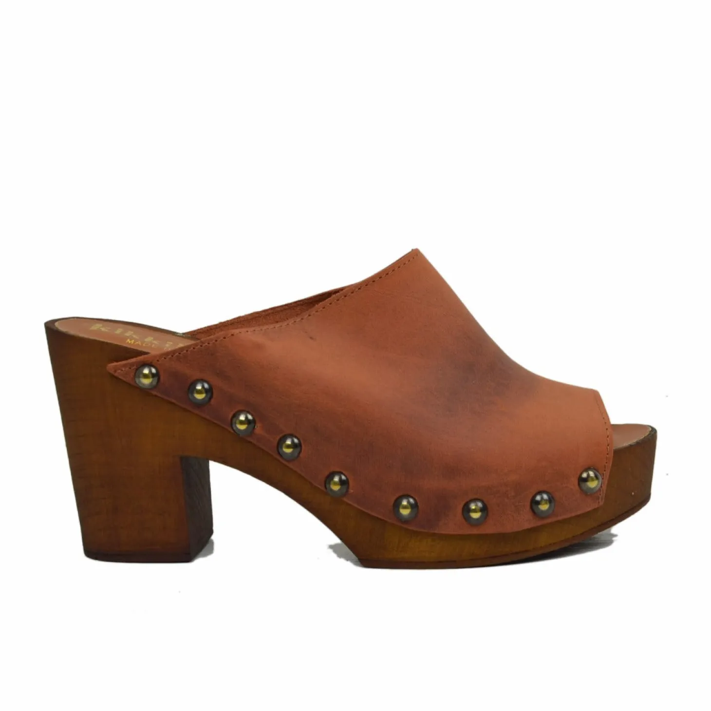 Zoccolo Donna in Pelle Ingrassata in color Daino Made in Italy